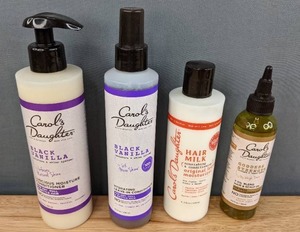 lot 88A image: (4) Brand New Carols Daughter Hair Care Bundle Moisturizing Conditioner, Hydrating Leave-In Conditioner, Hair Milk, Goddess Strength Oil Package Retails for $57.06 I