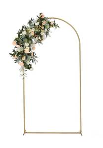 lot 51 image: New Vincidern 6.6 FT Wedding Arch Backdrop Stand for Parties, Balloon Arch Stand, Wedding Arches for Ceremony, Metal Arch Backdrop Stand for Bridal Baby Showers, Birthday Party Decoration Door Frame Gold Q