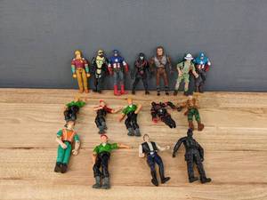 lot 80 image: (16) Assorted Posable Action Figure Toys (Star Wars, Super Hero, Tonka Toys, Maisto Adventure Wheels Riders, etc.) E