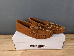 lot 39D image: Mens Minnetonka Leather Laced Softsole Moccasin Brown Size 8.5M N