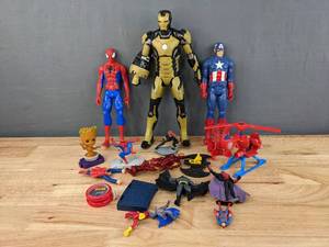 lot 85 image: Superhero Toy Collection - Spiderman, Captain America, Iron Man, Kids Meal Toys, and more E