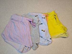 lot 429 image: Womens Shorts Four Pair Yellow Gray Purple Blue Size Medium Size 9 P