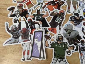 lot 37B image: 52 Brand New NFL Football Stickers Vikings Patriots 49ers Jets Chiefs Eagles Kelce Moss Jefferson Burrow N