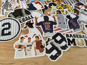 lot 71B image: 50 Brand New NFL Football Stickers Dodgers Red Sox Yankees Braves Harper Judge Kershaw Tatis Acuna Bonds Trout N