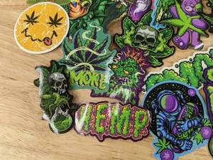 lot 99B image: 50 Brand New Cannabis Stickers 420 Mary Jane Smoke N