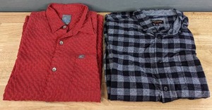lot 142 image: (2) Mens Button Up Shirts Sizes LXL Quicksilver and Johnston & Murphy F