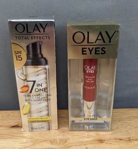 lot 76D image: New Olay Total Effects 7-In-1 Tone Correcting Uv Moisturizer Cream 1.7fl oz & Olay Eyes For Depuffing Eye Roller For Eye Bags 0.2oz L