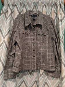 lot 449 image: Denim & Co Womens BlazerJacket Black Gray Tan Size XL P