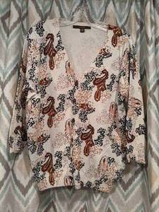 lot 452 image: New fever Light Weight Sweater Cream Rust Brown Black Size XL P