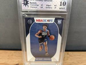 lot 8 image: Anthony Edwards Gem Mint 10 Graded Minnesota Timberwolves 2020 NBA Hoops Rookie Card N