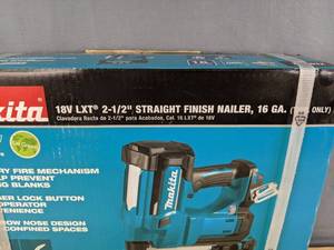 lot 12C image: Brand New Makita 18V LXT Lithium-Ion 16-Gauge Cordless 2-12 in. Straight Finish Nailer Retails for $389 N
