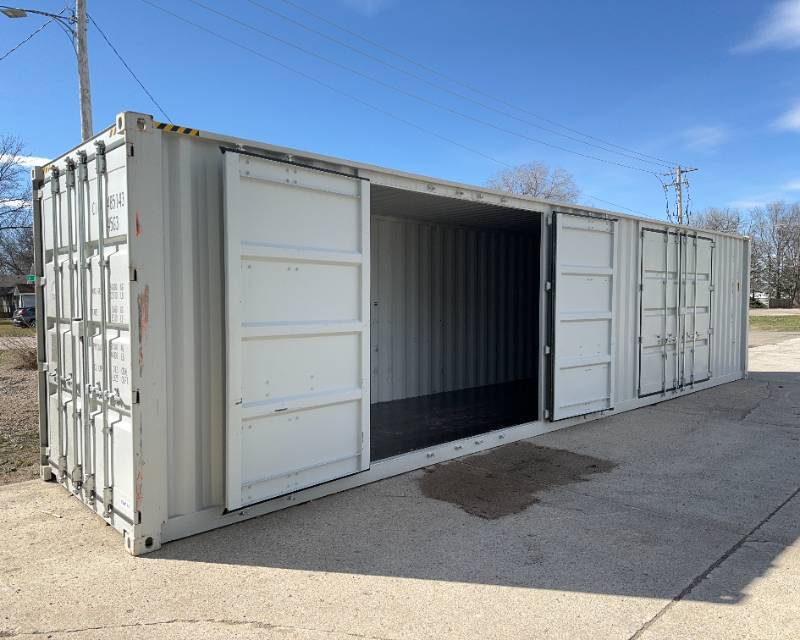 lot 9 image: Cargo Shipping Container, 40 High Cube  two sets of extra wide side doors
