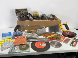 lot 341 image: DRILL BITS, WHEELS, STANLEY PLANE, SANDERS, SAWS LOT