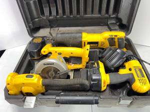 lot 345 image: DEWALT POWER TOOL SET IN CASE TESTED AND WORKS