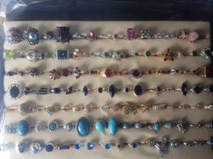 Display Tray Full Of Assorted Rings With Stones Includes Display