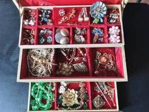 Jewelry Chest & Contents 12x8x4