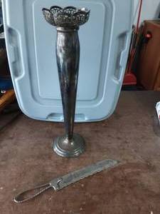 19 Plated Vase & Vintage Clauss Bread Knife