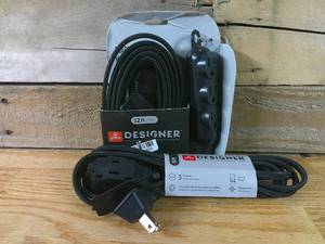 Set of 2 Globe Electric 12 3 & 9 3 Outlet Extension Cords-Black