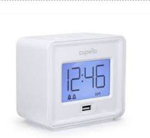 Capello - Dual Alarm Clock with USB Phone Charger - White