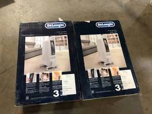 Lot of 2 DeLonghi 1500-Watt 5120 BTU Electric Oil Filled Radiator Space Heater Quiet Full Room Comfort Customer  Returns See Pictures