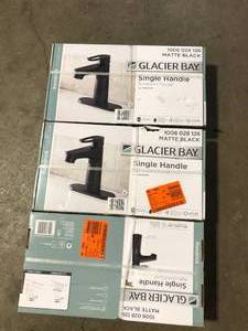 Lot of 3  Glacier Bay Kendrick Single Hole Single-Handle Bathroom Faucet in Matte BlackCustomer Returns See Pictures