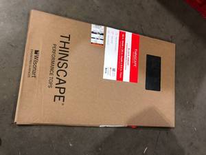 THINSCAPE 4 ft. L x 25 in. D Engineered Composite Countertop in Black Amani with Satin Finish Customer Returns See Pictures