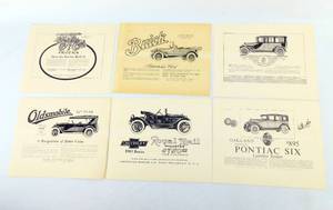 lot 62 image: Lot of 6 Vintage Automobile Advertisement Reproductions