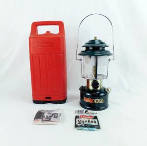 lot 49 image: Coleman CL2 Adjustable Lantern in Case with Additional Silk Lite 21A Mantles