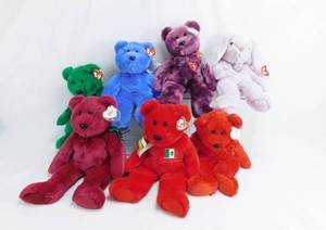 lot 33 image: 6 TY Beanie Buddie Elephants and 1 TY Beanie Babies Bunny - Any Rare Ones Here