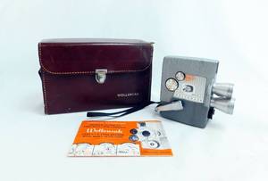 lot 52 image: Vintage Wollensak Model 43 8MM Roll Film Camera Fast f1.8 Lens System with Built-In Filters with Original Case