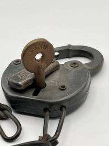 lot 4 image: Vintage Adlake C&NW Railroad Padlock with Key in Excellent Working Condition