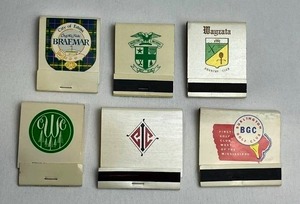 lot 15 image: Vintage Golf Course Matchbook Matches - Hazeltine National GC, Wayzata CC, Braemar, Interlachen CC, Woodhill CC, and Burlington GC