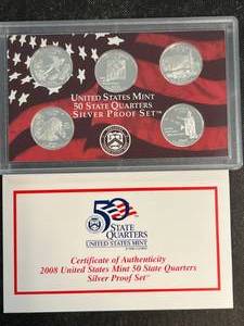 2008 US MINT 50 STATE QUARTERS SILVER PROOF SET