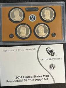 2014 US MINT PRESIDENTIAL $1 COIN PROOF SET