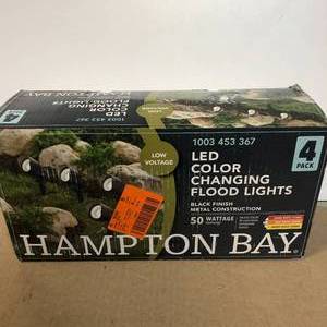 Hampton Bay 50-Watt Equivalent Low Voltage Millennium Black Adjustable Color Integrated LED Outdoor Landscape Flood Light (4-Pack) Customer Returns See Pictures