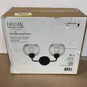 Home Decorators Collection Jill 16 in. 2-Light Black Vanity Light with Clear Seeded Glass Shade Customer Returns See Pictures