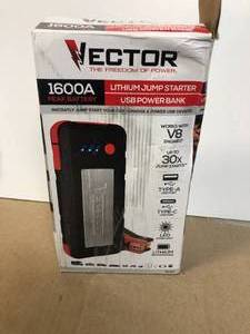 VECTOR 1600 Peak Amp Automotive Lithium Jump Starter, Portable Power  15W USB-A & USB-C Customer Returns See Pictures