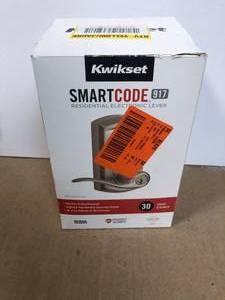 Kwikset 917 SmartCode Satin Nickel Keypad Electronic Single-Cylinder Tustin Door Lever Featuring SmartKey Security Customer Returns See Pictures