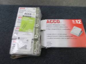 8- 100 Jumbo Paper Clips, Acco Magn...