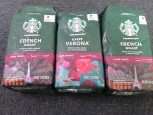 3- 12 oz Starbucks Whole Bean Coffe...