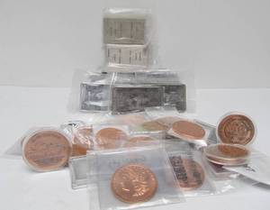 lot 14 image: Group of Pure Metal Coins & Ingots - Copper Bronze Titanium etc