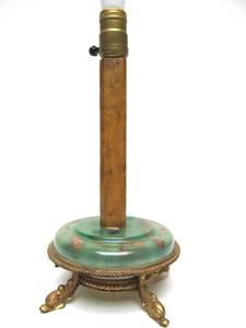 lot 24 image: Very Cool Old Vintage Table Lamp wBrass Dolphins 