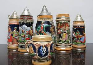 lot 109 image: Group of Vintage German etc Beer Steins