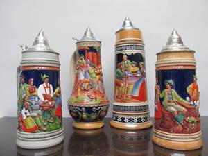 lot 110 image: Group of Vintage German etc Beer Steins