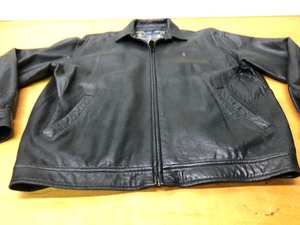 lot 211 image: Like-New POLO by Ralph Lauren Black Leather Jacket - Mens Size L