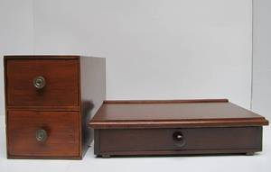 lot 128 image: 2 Vintage Restored Wooden Small File Cabinets wDrawers