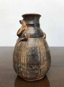 lot 240 image: Interesting Old Vintage Redware Terra Cotta Horse JugVessel