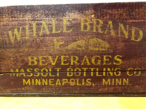 lot 286 image: Old Vintage WHALE BEVERAGES Minneapolis Wooden Advertising Crate