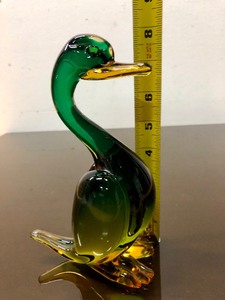 lot 298 image: Larger Hand Blown MURANO Glass DuckBird Sculpture