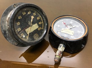 lot 380 image: Pair of Original WW2 Naval Ship Engine Gauges